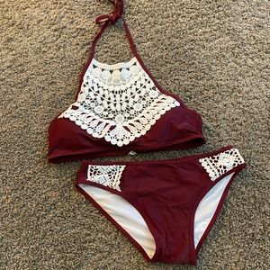 Maroon and lace swim
